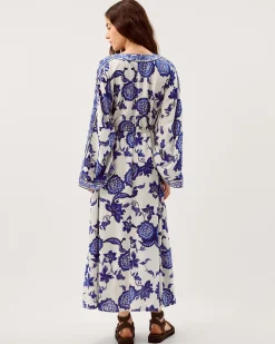 Gloria Floral Print Maxi Beach Dress Blue