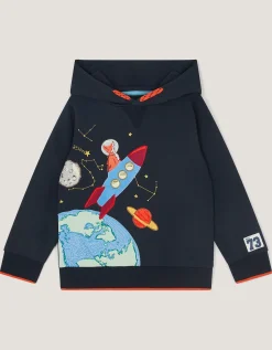 Glow in the Dark Space Graphic Hoodie Blue