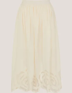 Grace Cutwork Midi Skirt White