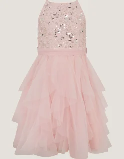 Gracie Embellished Waterfall Dress Pink