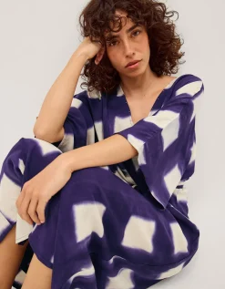 Halia Artisanal Tie-Dye Midi Kaftan Blue