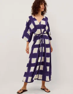 Halia Artisanal Tie-Dye Midi Kaftan Blue