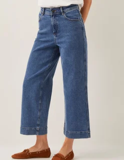 Hallie Regular Crop Wide Leg Jeans Blue