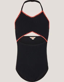 Halter Cut Out Swimsuit Black