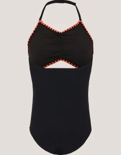 Halter Cut Out Swimsuit Black