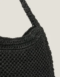Hari Scoop Raffia Shoulder Bag Black