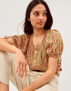 Harlowe Print Jersey Top Green