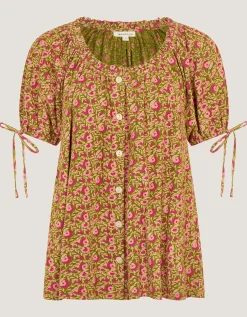 Harlowe Print Jersey Top Green