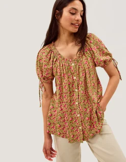 Harlowe Print Jersey Top Green