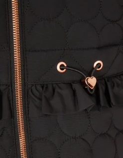 Harriett Heart Quilted Coat Black