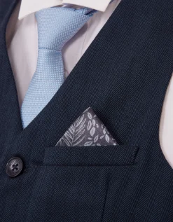 Harry Herringbone 4-Piece Suit Blue
