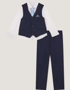 Harry Herringbone 4-Piece Suit Blue
