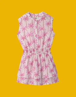 Hatley Palm Print Sleeveless Dress White