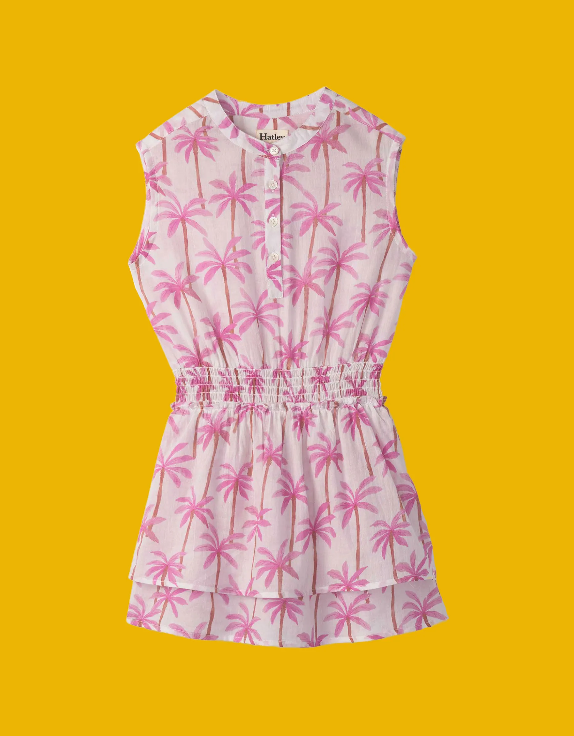 Hatley Palm Print Sleeveless Dress White