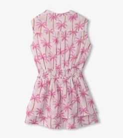 Hatley Palm Print Sleeveless Dress White