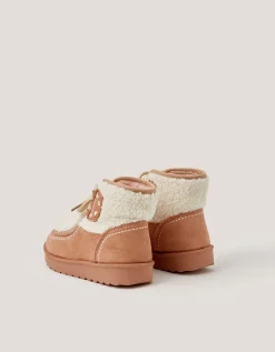 Heart Faux Shearling Ankle Boots Natural