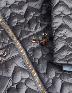 Heart Quilted Shower Resistant Coat Blue