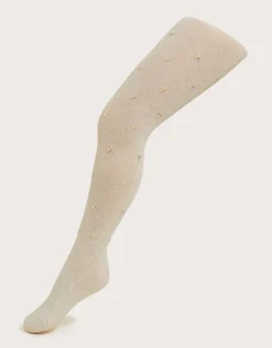 Heart Stud Tights Camel