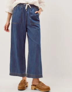 Heidi Drawstring Regular Wide Leg Jeans Blue