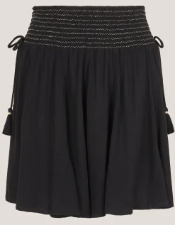 Heidi Metallic Shirred Shorts Black