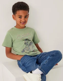 Howdy Cowboy Embroidered T-Shirt Green