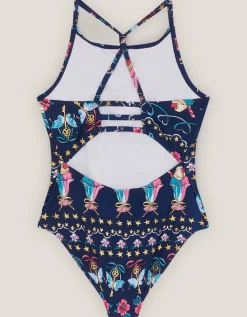 Ice Cream Print Swimsuit Blue