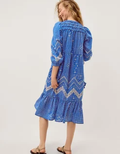 Iggy Floral Print Midi Dress Blue