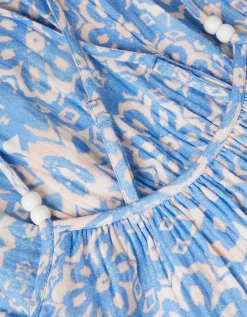 Ikat Print Strappy Dress Blue