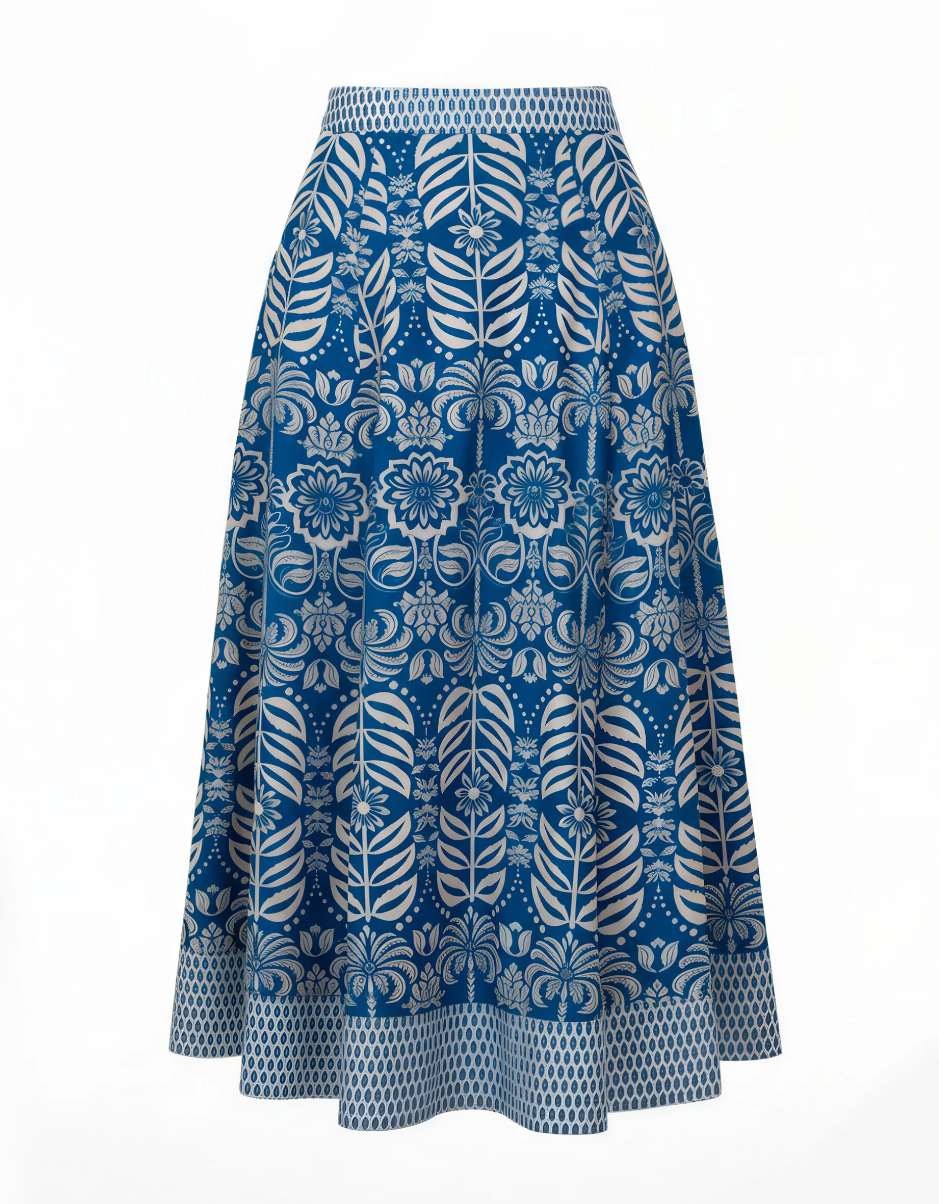 India & Mills Amanda Tropic Midi Skirt Blue