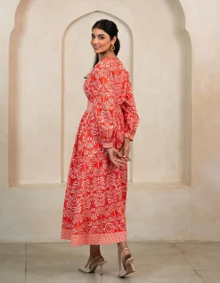 India & Mills Pippa Tropic Midi Dress Red