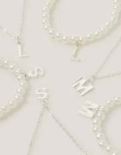 Initial Necklace & Bracelet Pouch Set Multi