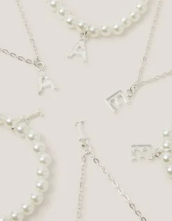 Initial Necklace & Bracelet Pouch Set Multi