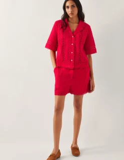 Irina High-Waisted Lace Shorts Red