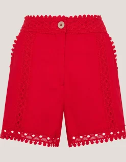 Irina High-Waisted Lace Shorts Red