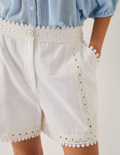 Irina High-Waisted Lace Shorts White