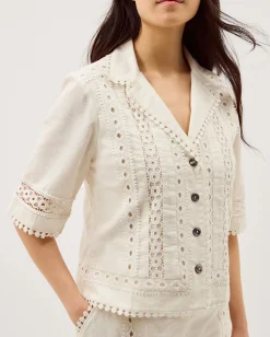 Irina Lace Trim Shirt White