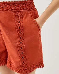 Irina Lace Trim Shorts Orange