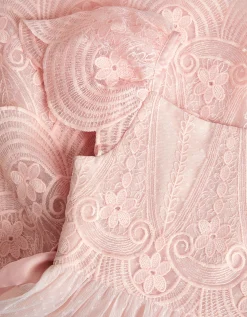 Isabel Lace Scallop Tiered Party Dress Pink