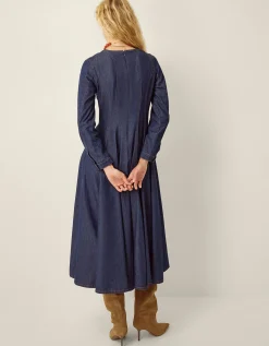 Isadora Seamed Denim Midi Dress Blue
