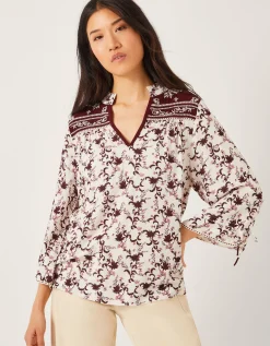 Jacqueline Floral Print Top Ivory