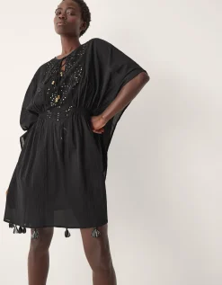Jada Embellished Mini Kaftan Black