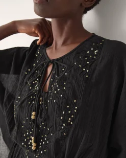 Jada Embellished Mini Kaftan Black