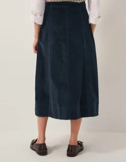 Jamie Button Corduroy Midi Skirt Blue