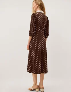 Janey Print Jersey Midi Dress Brown