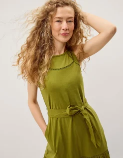 Jen Belted Jersey Maxi Dress Green