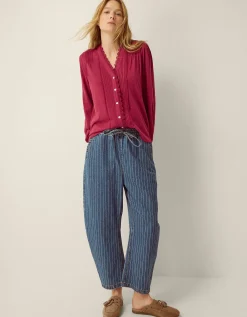 Jenny Pintuck Lace Jersey Blouse Red