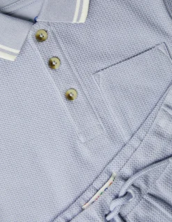 Jersey Polo Shirt & Shorts Set Blue