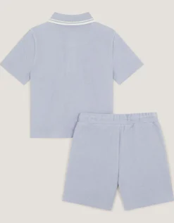 Jersey Polo Shirt & Shorts Set Blue