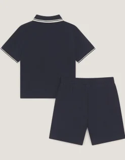 Jersey Polo Shirt & Shorts Set Blue