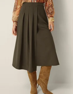 Jillian Kilt Midi Skirt Green